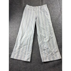 GAP Women's 2 Striped Blue White Culottes Cotton Wide Leg Crop Pant Boho Coastal